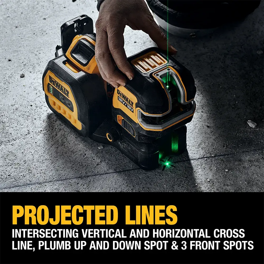 DEWALT® 12V/18V XR® Green Cross Line Laser (3 x 360) (1 X 2 Ah)