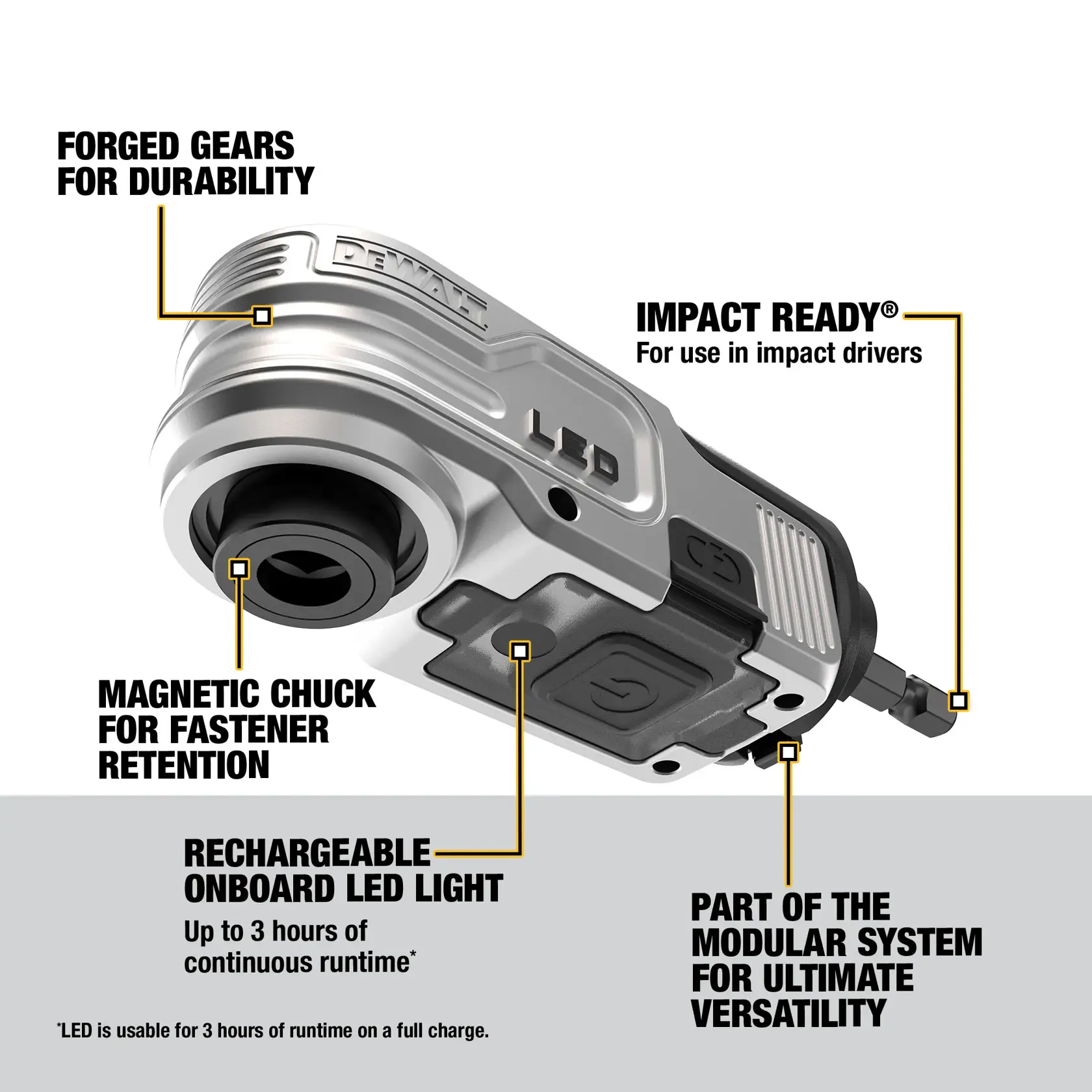 DEWALT® FLEXTORQ® Lighted Modular Right Angle Attachment