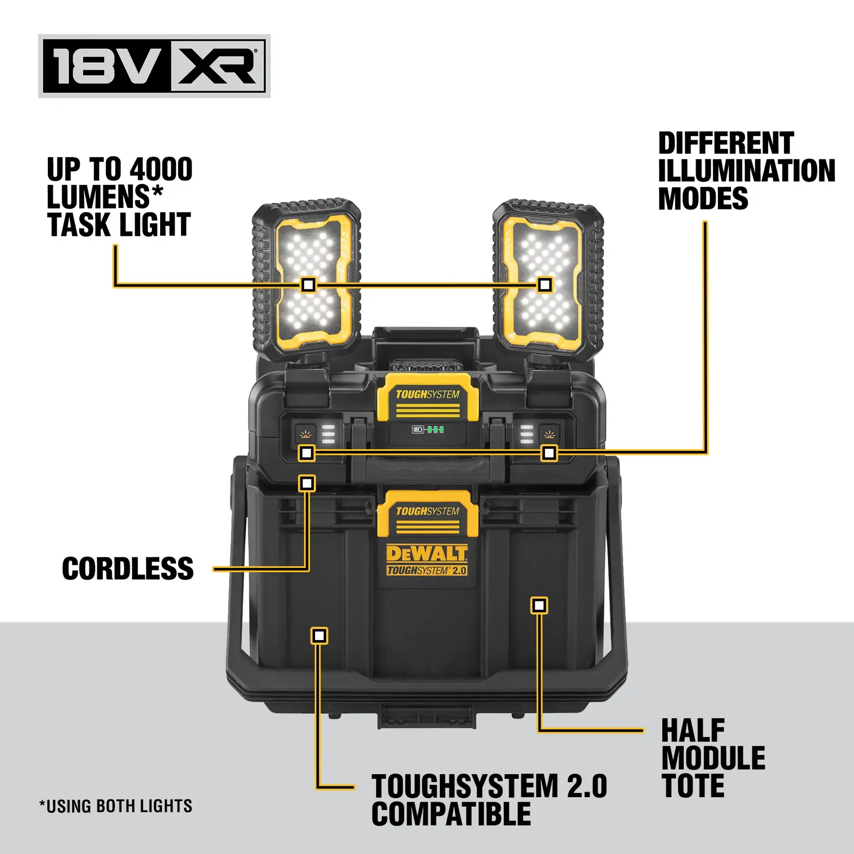 DEWALT® TOUGHSYSTEM® 2.0 Adjustable Work Light With Storage