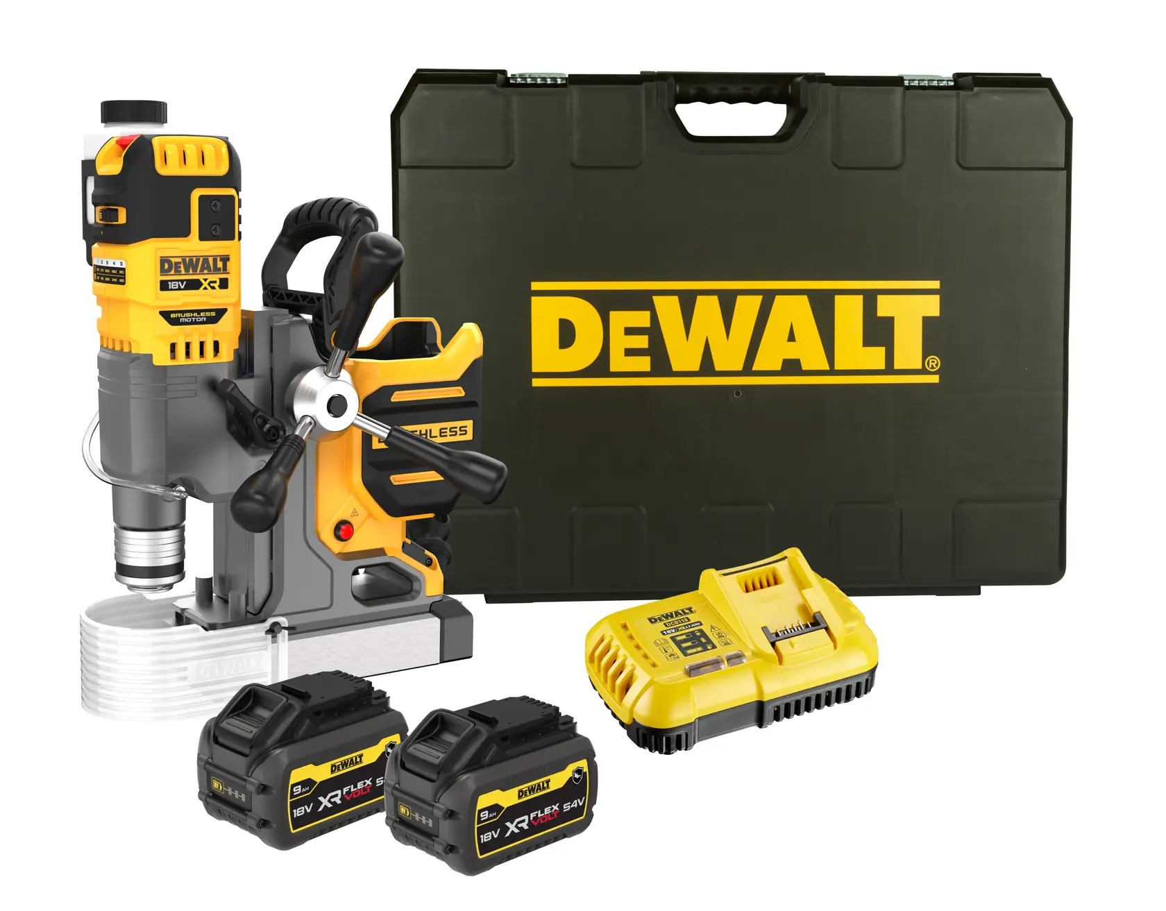 DEWALT® 18V XR® Brushless Magnetic Drill - 2 X 9Ah GFN Batteries