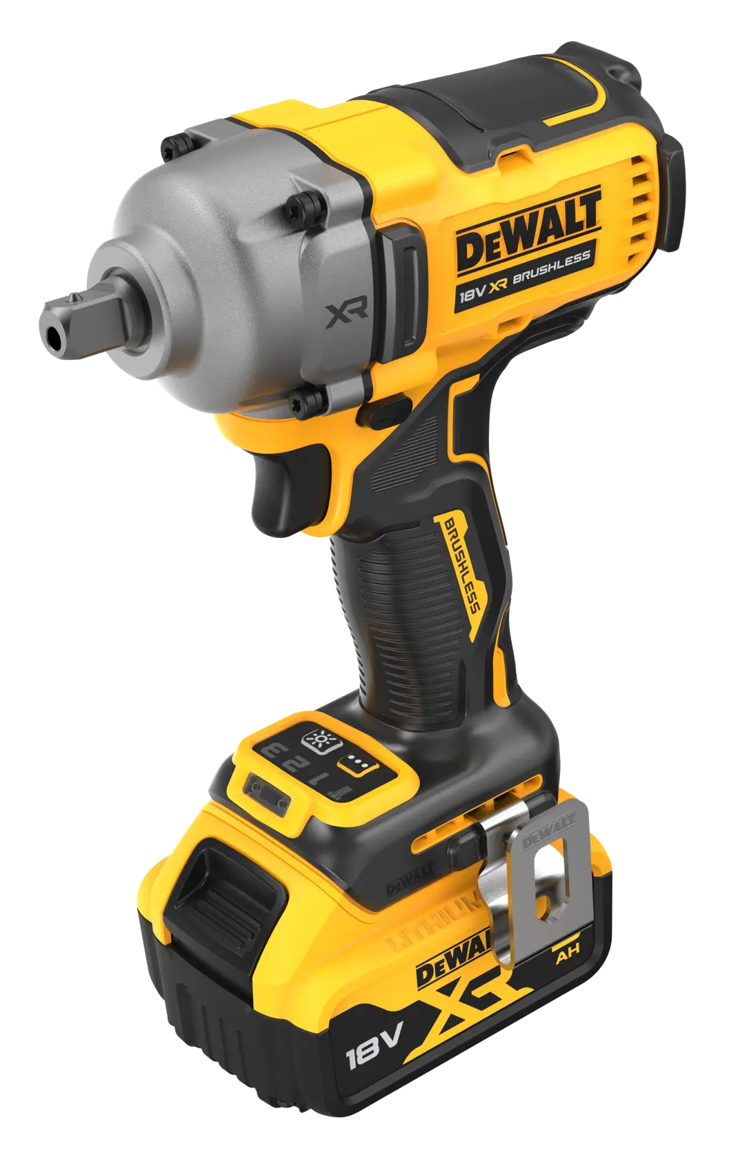 DEWALT® 18V XR® Brushless 1/2" Detent Pin Mid Torque Impact Wrench - 2 X 5Ah Battery