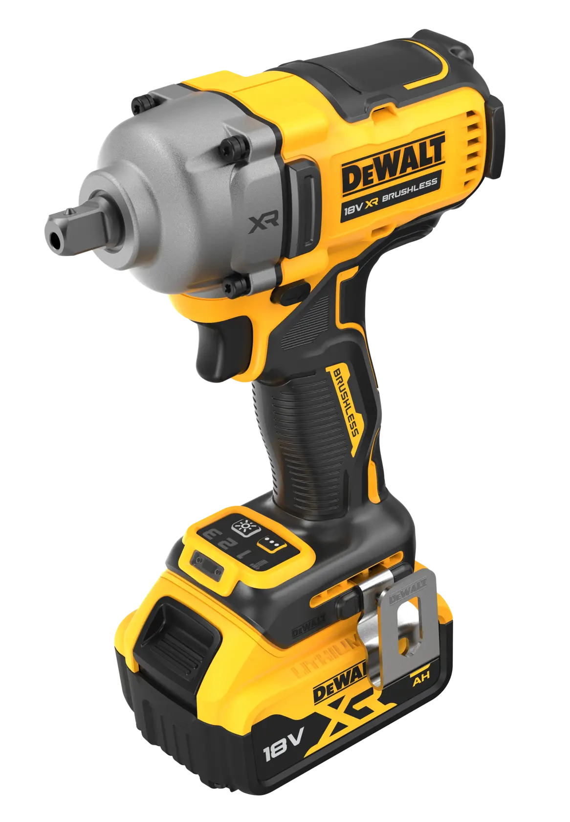 DEWALT® 18V XR® Brushless 1/2" Detent Pin Mid Torque Impact Wrench - 2 X 5Ah Battery