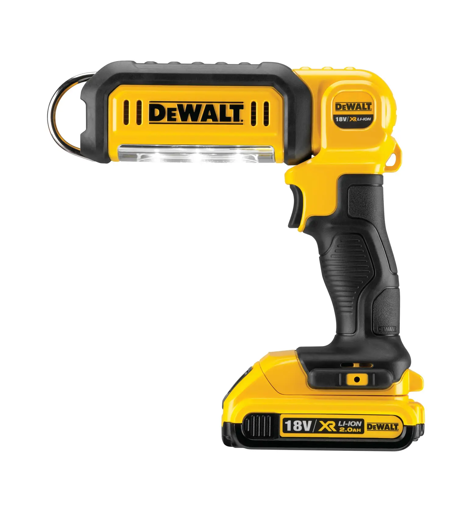 profile of right side of LED hand held area light with battery