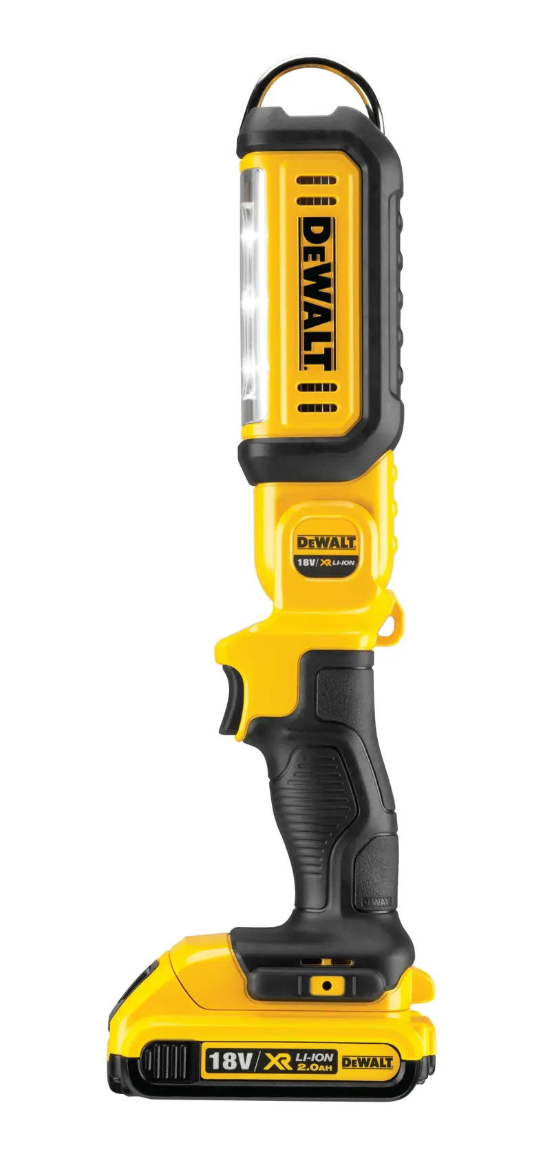 profile of right side of LED hand held area light with battery