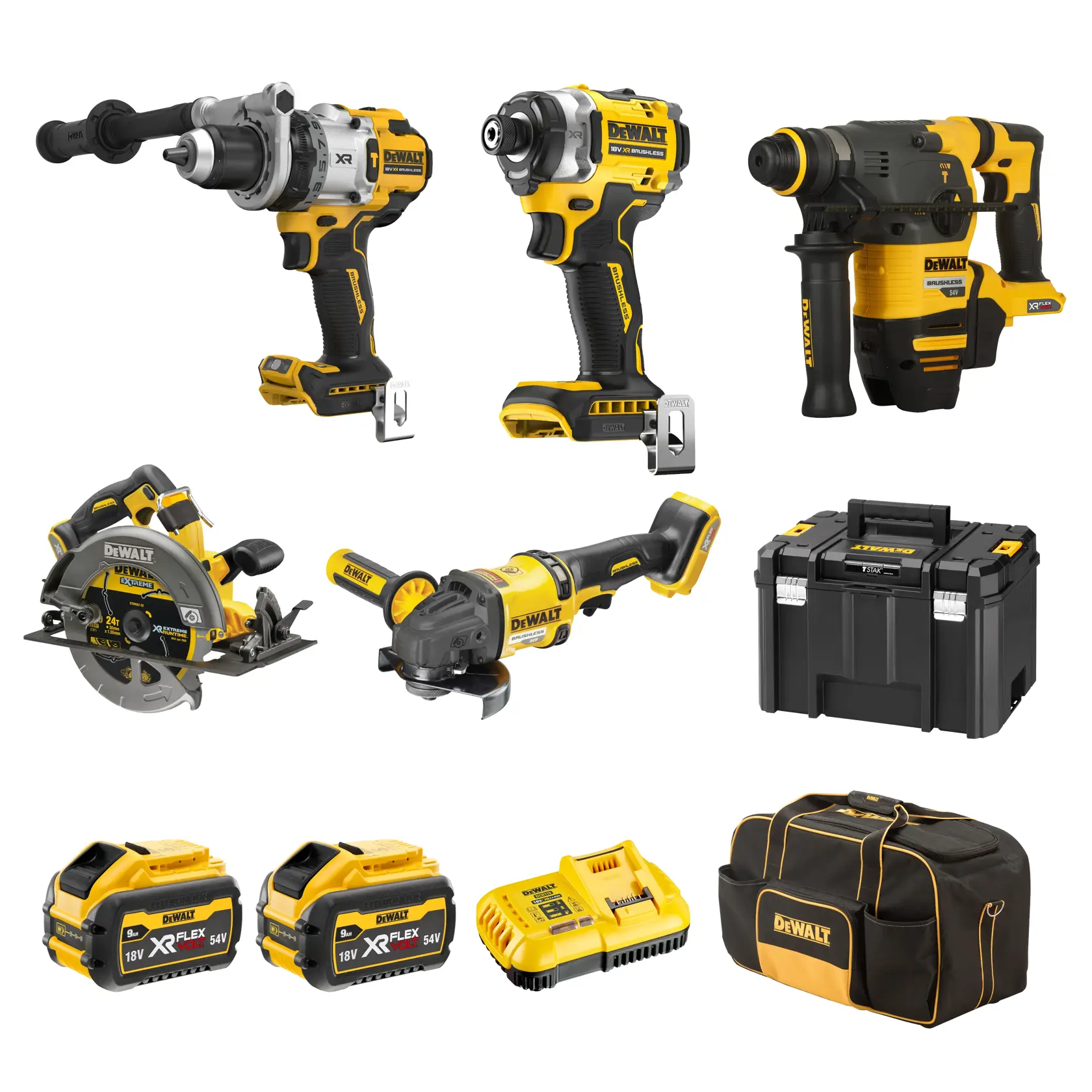 DEWALT® 18V XR® 5 Piece Kit - 2X FLEXVOLT® 9Ah