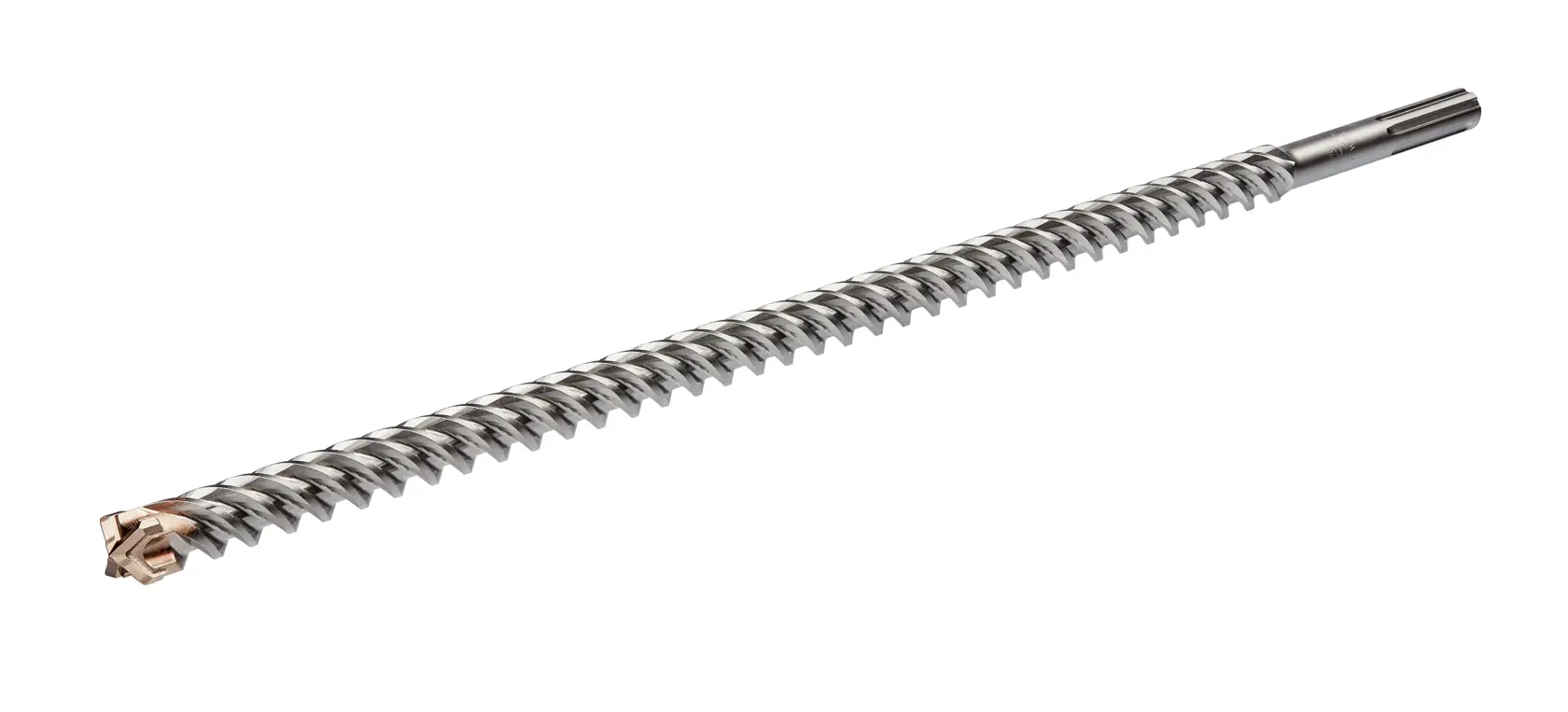 A DEWALT DT60827 metal masonry drill bit with a spiral flute and carbide tip, shown against a white background.