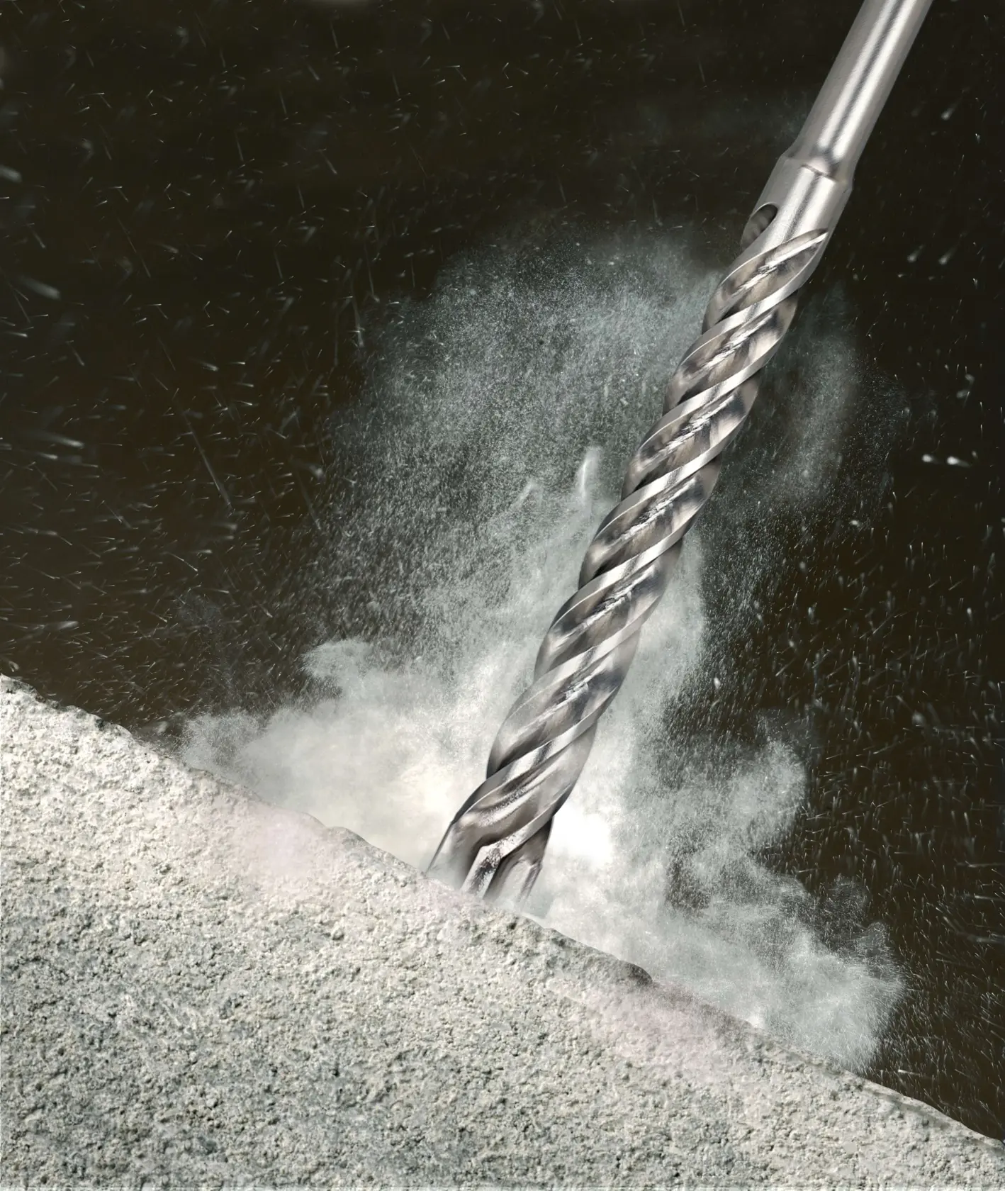 A single SDS drill bit with a spiral flute design, shown vertically against a white background.