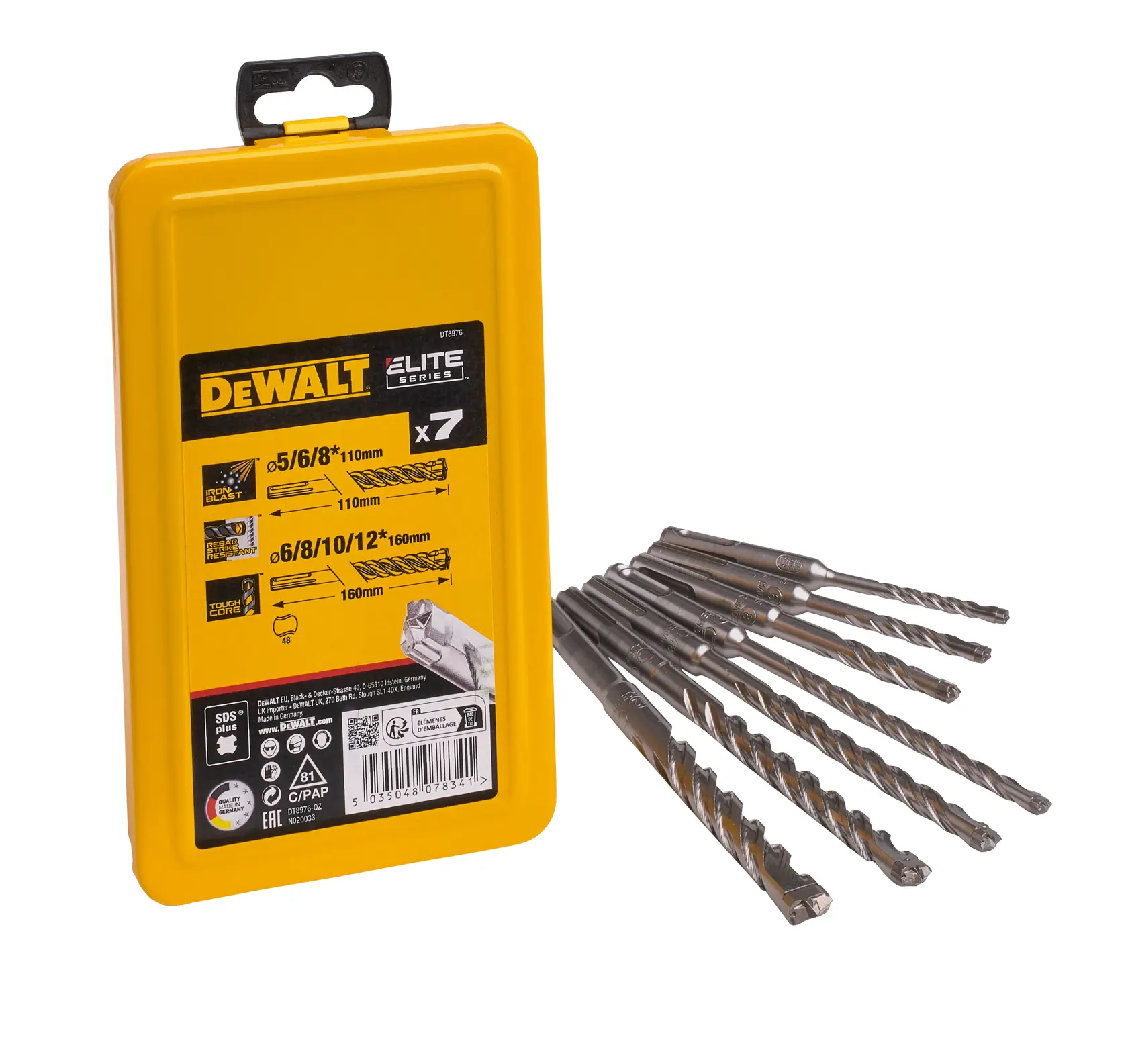 Elite SDS PLUS Full Head Carbide 4-cutter Drill Bit Set (7 Pc.)