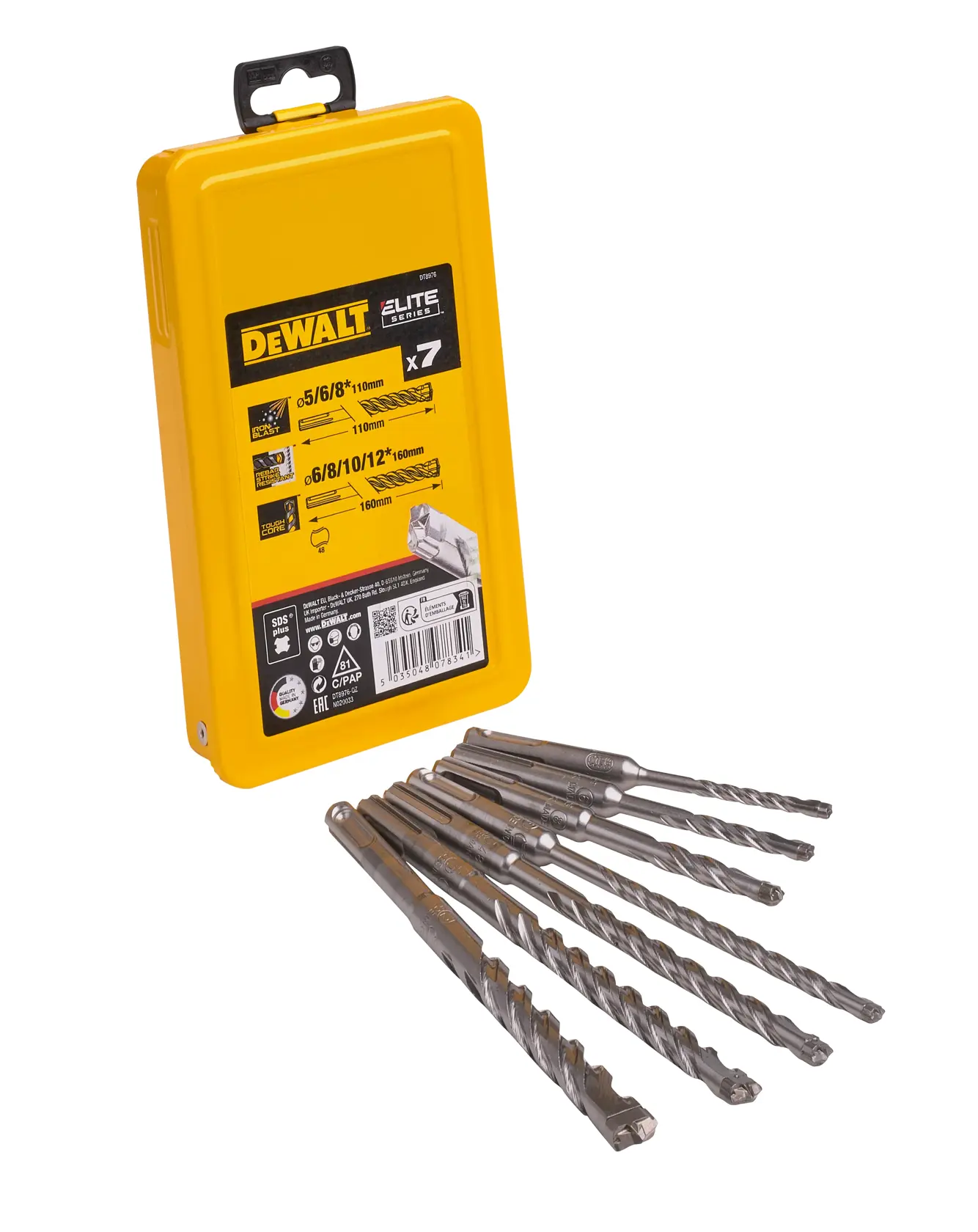 Elite SDS PLUS Full Head Carbide 4-cutter Drill Bit Set (7 Pc.)
