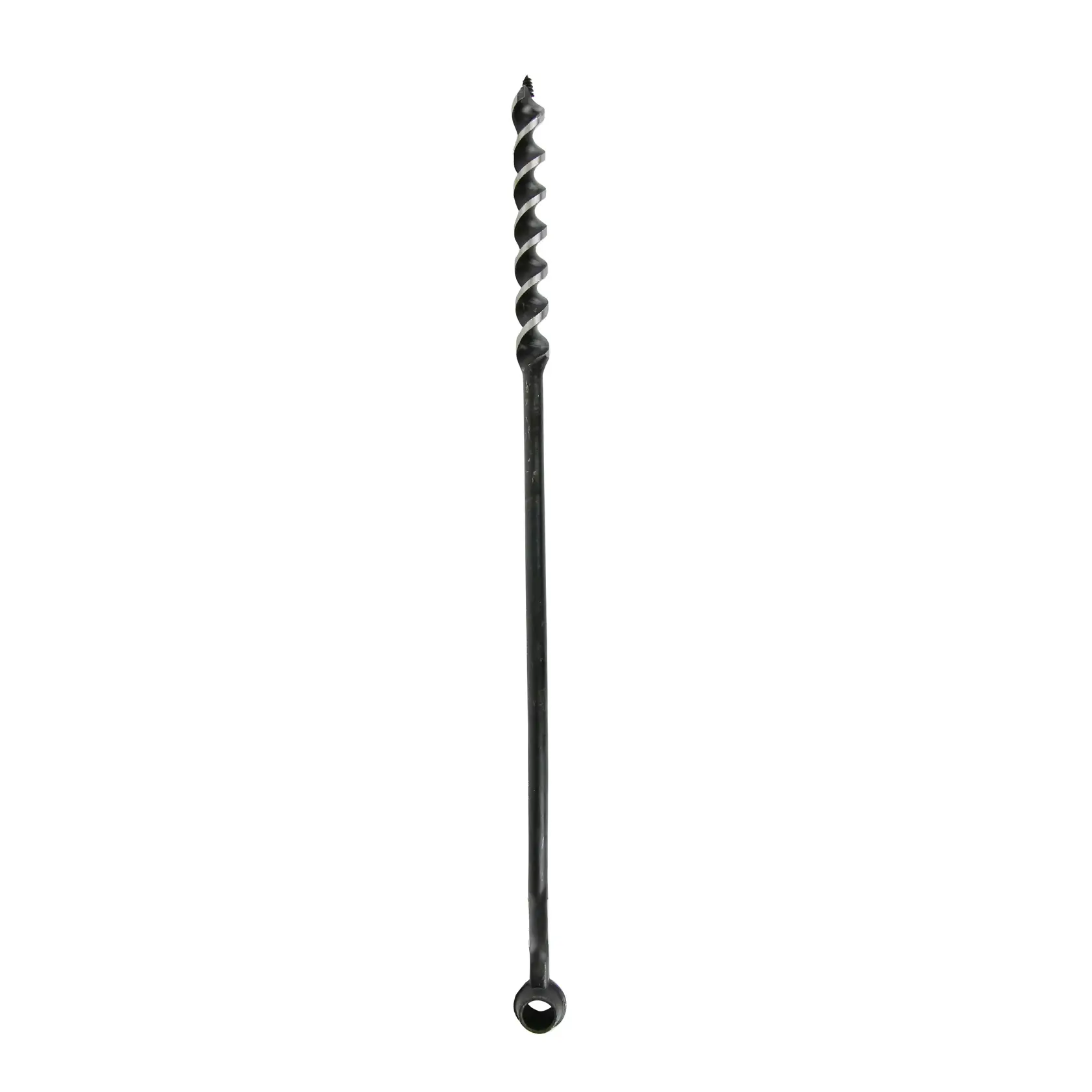 Single long DEWALT auger drill bit with spiral tip, shown vertically on a white background.