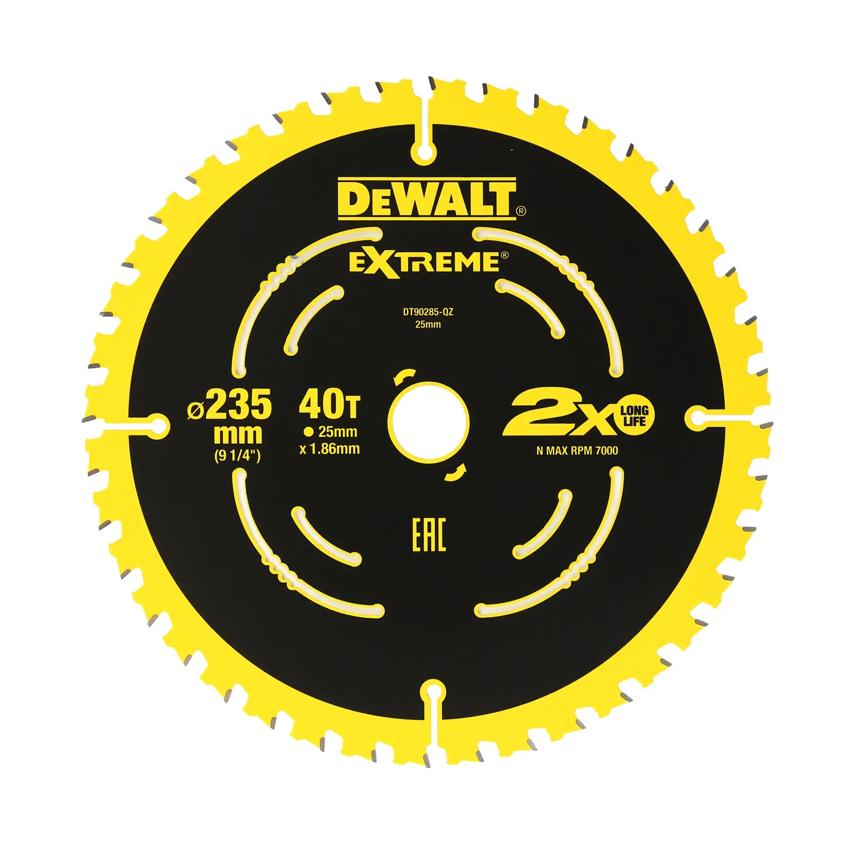 Graphic showing DEWALT XTREME Sub-Compact Series branding with the slogan 'Compact and Performance Packed' on a yellow background.