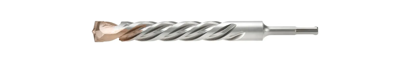 A metal drill bit with a spiral design and carbide tip, displayed on a white background.