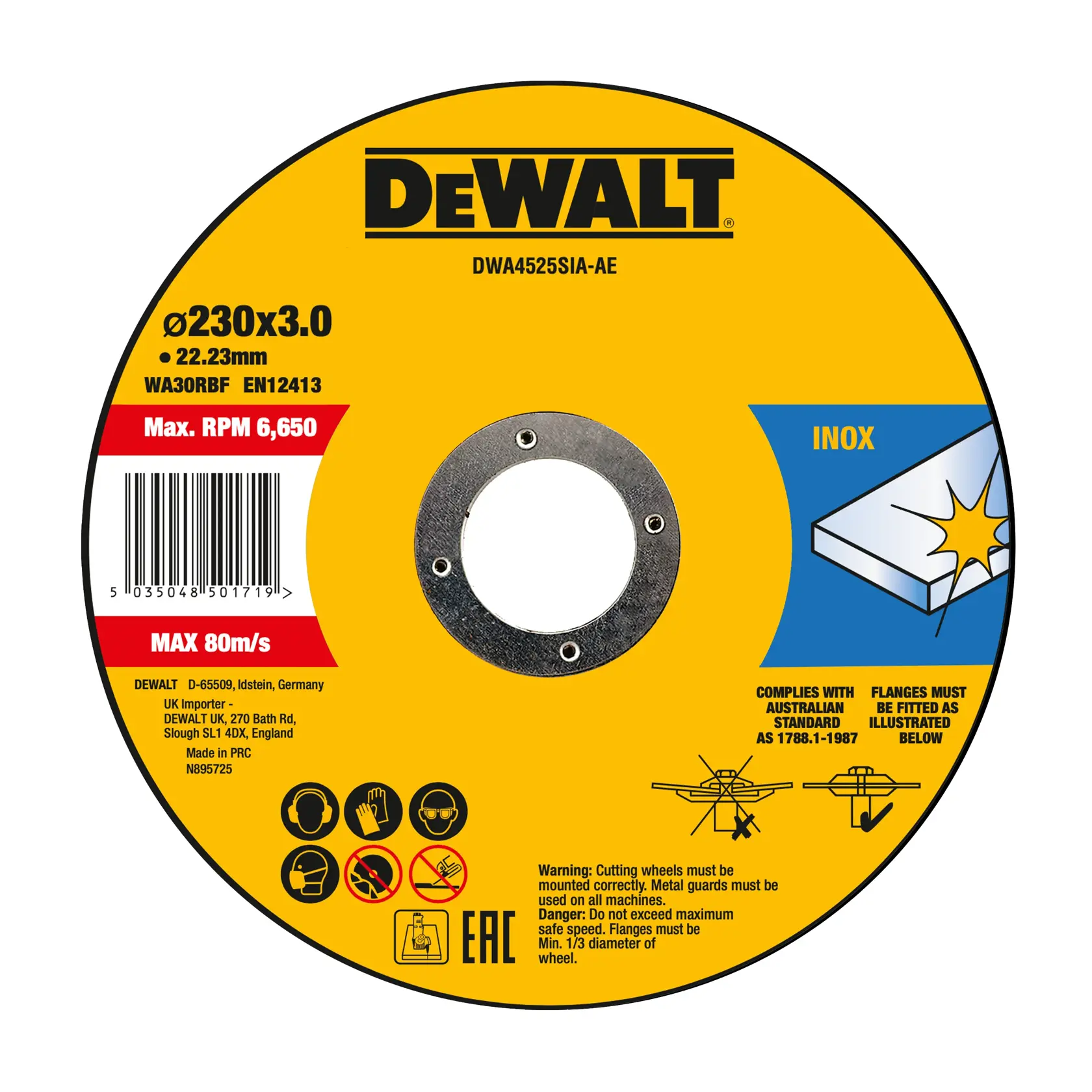 DEWALT® 230mm x 3mm x 22.23mm T27 Inox Cutting Wheel (10 pcs.)