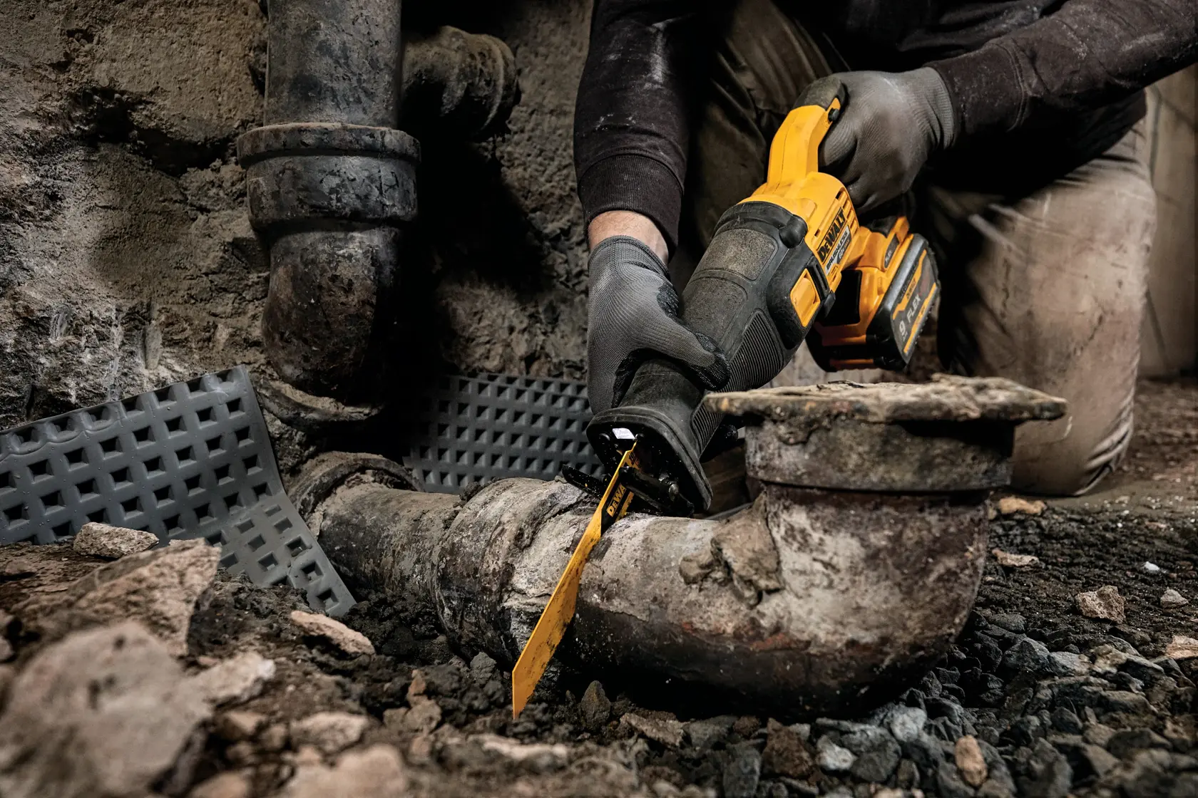 heavy metal bi metal reciprocating saw blade being used by a person.