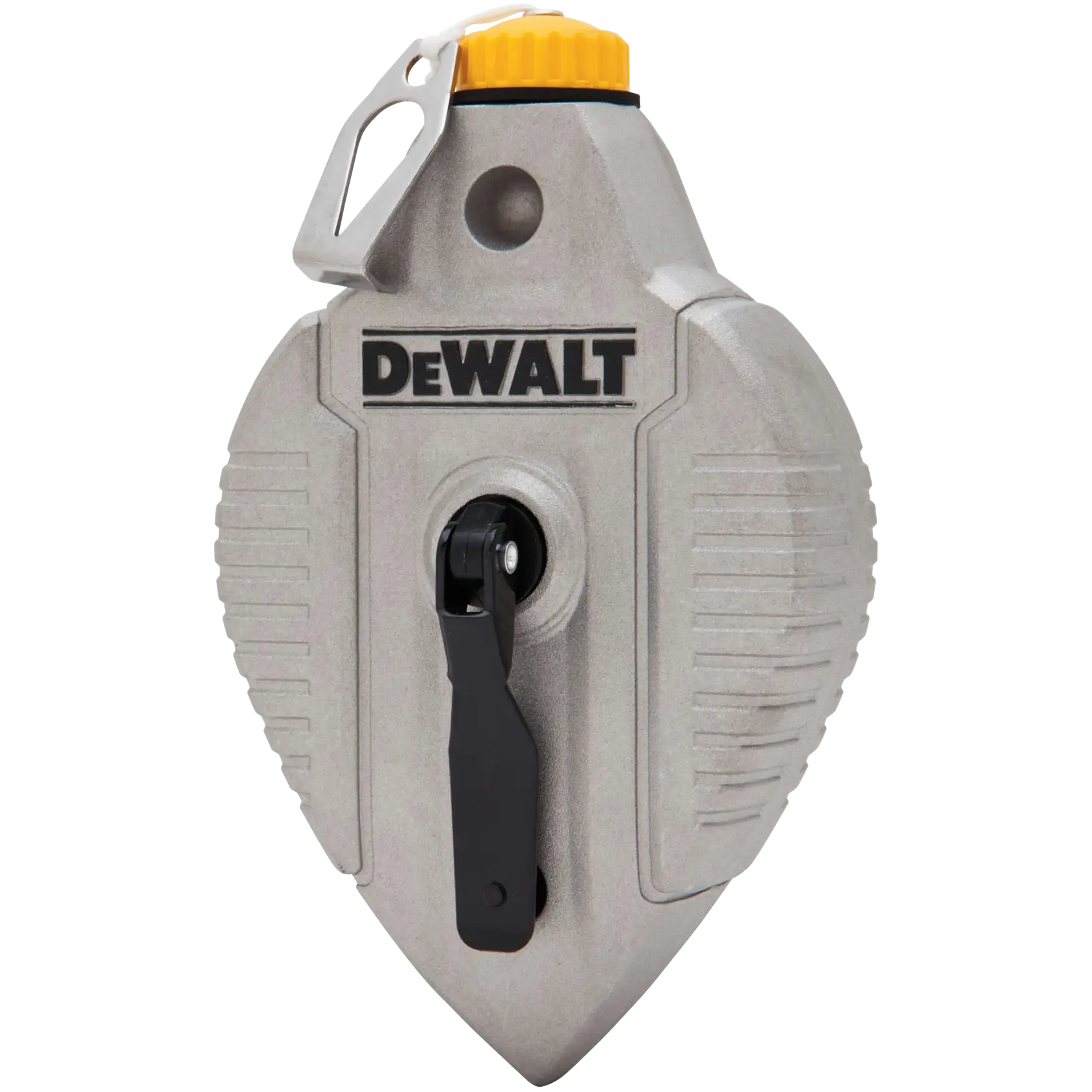 Profile of Cast Aluminum Chalk Reel unlatched and unhooked.