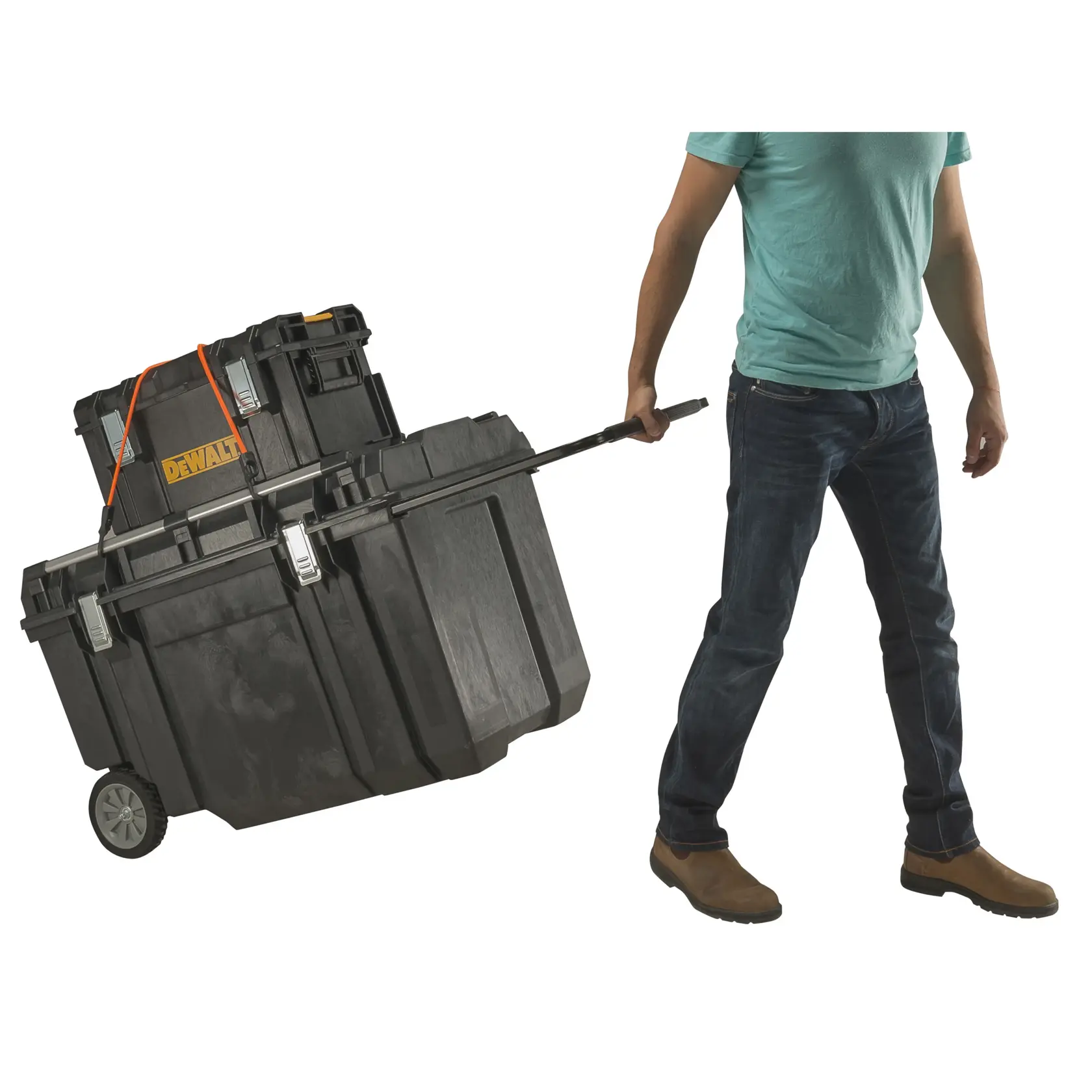 Toolbox on top of Tough chest mobile storage.n